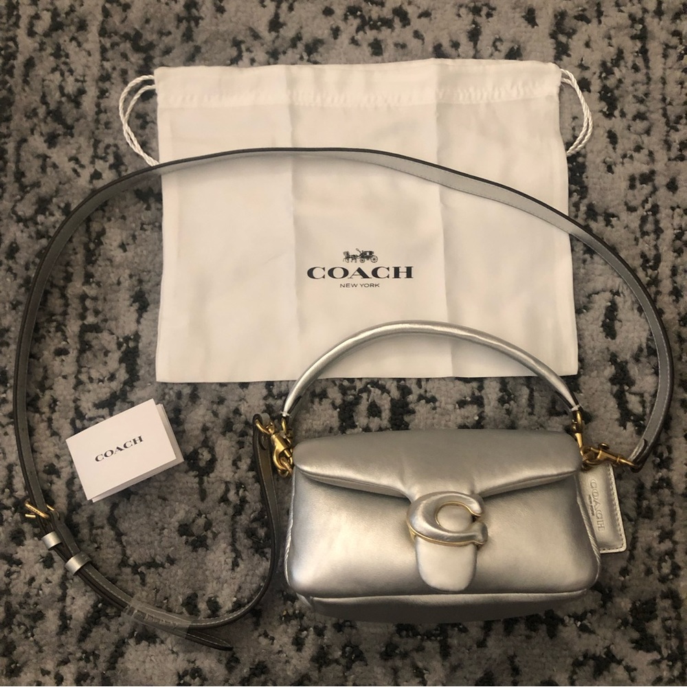 Coach Pillow Tabby 18 in Silver NWT
